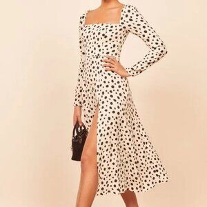 Reformation Sigmund Dress Size 4 Black and White Polk Dot